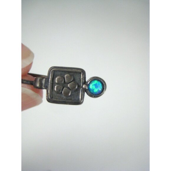 Sisae Vintage Sterling Silver 925 Blue Opal Drop Earrings - Picture 3 of 8